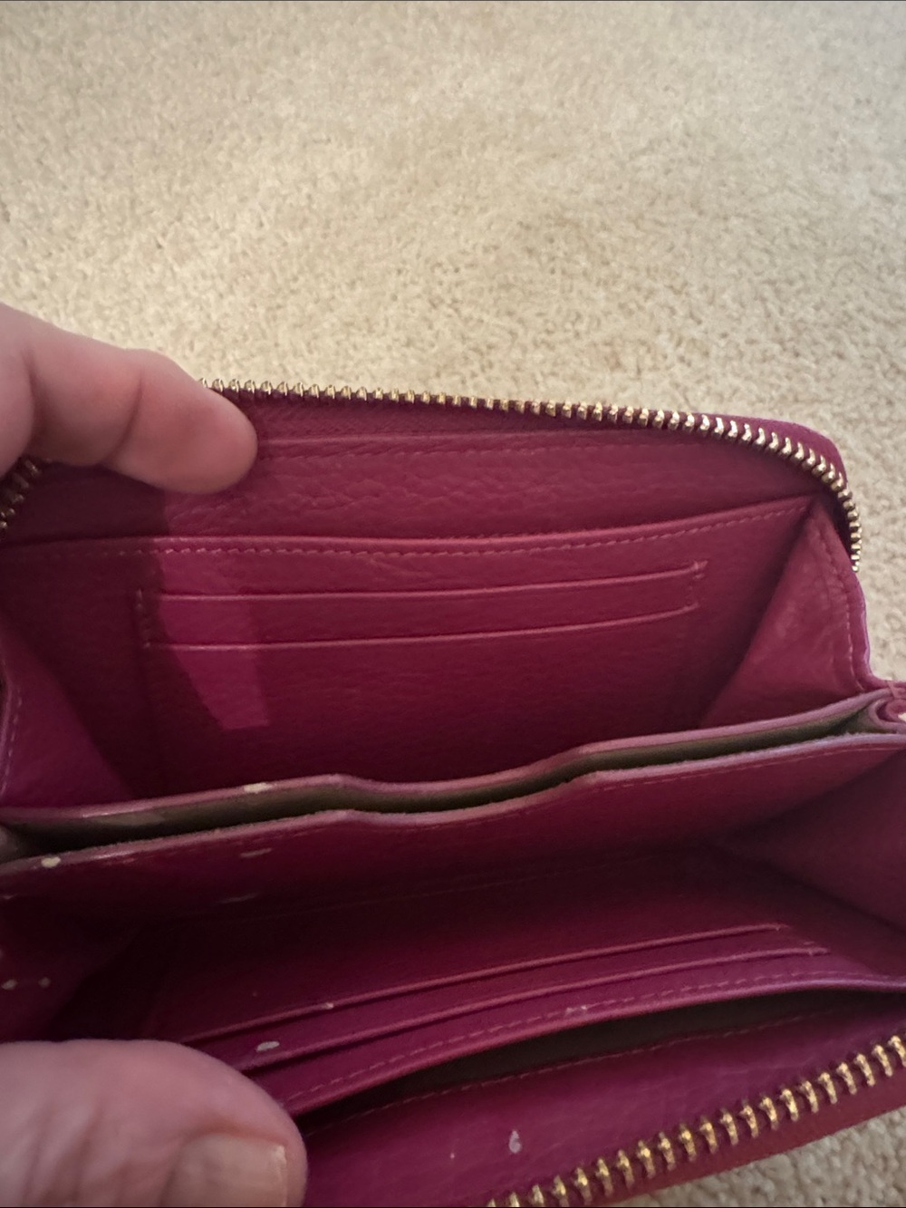 GiGi New York Raspberry Python-Embossed Zip Wallet with Gold Plate - Picture 6 of 7